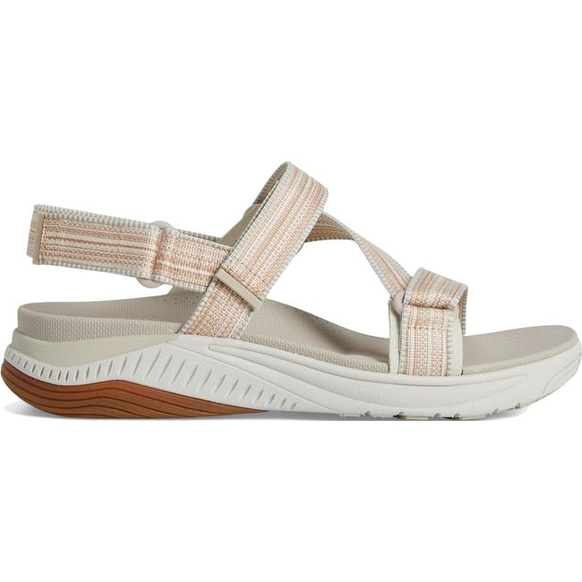 Lateral side of Women's Dansko Rayna Sandal in taupe with adjustable velcro straps