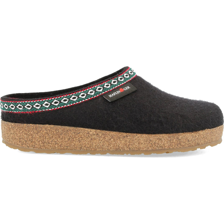 Haflinger Unisex GZ Clog in Black, side view