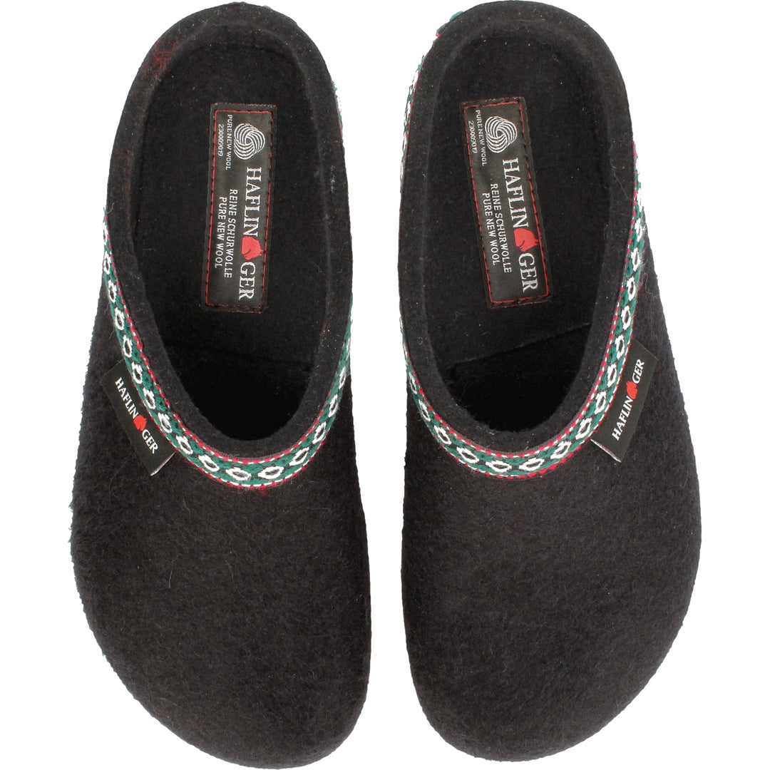 Haflinger Unisex GZ Clog in Black, top view