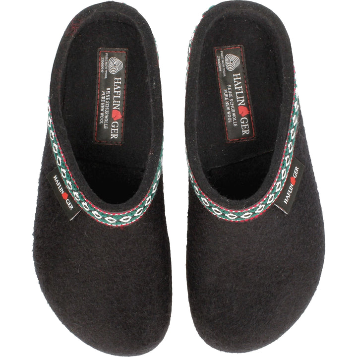 Haflinger Unisex GZ Clog in Black, top view