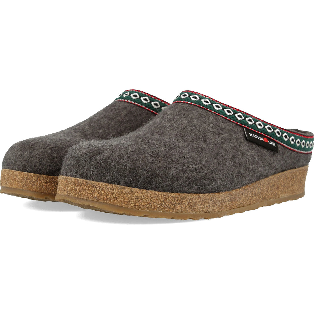 Haflinger Unisex GZ Clog in Grey, three-quarter view