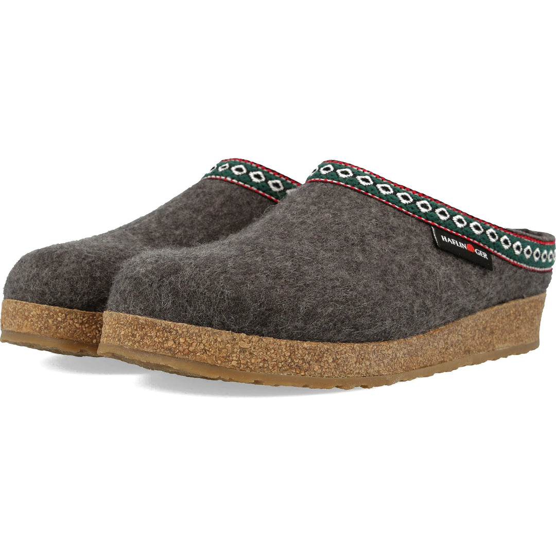 Haflinger Unisex GZ Clog in Grey, three-quarter view