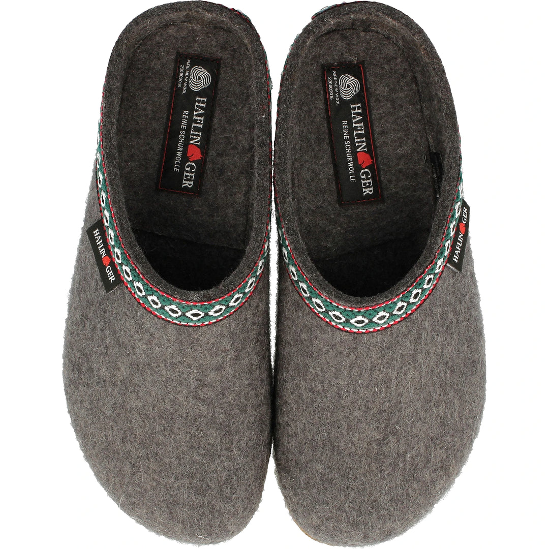 Haflinger Unisex GZ Clog in Grey, top view