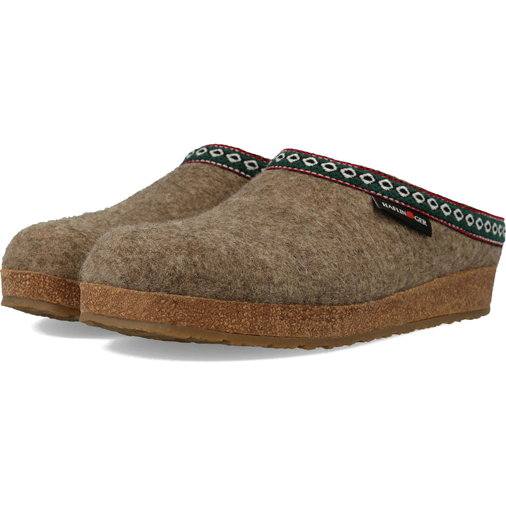 Haflinger Women’s GZ Clog in Earth, three-quarter view