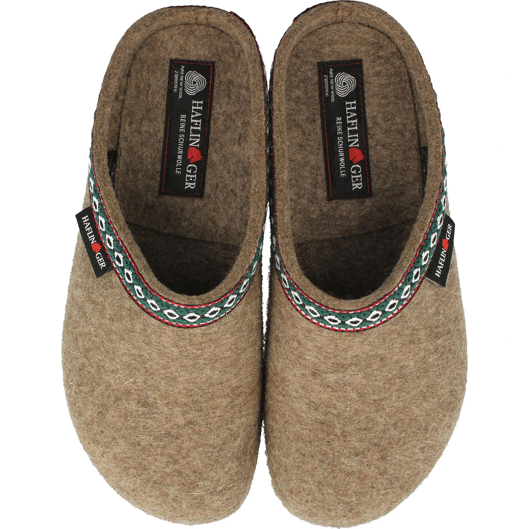 Haflinger Women’s GZ Clog in Earth, top view
