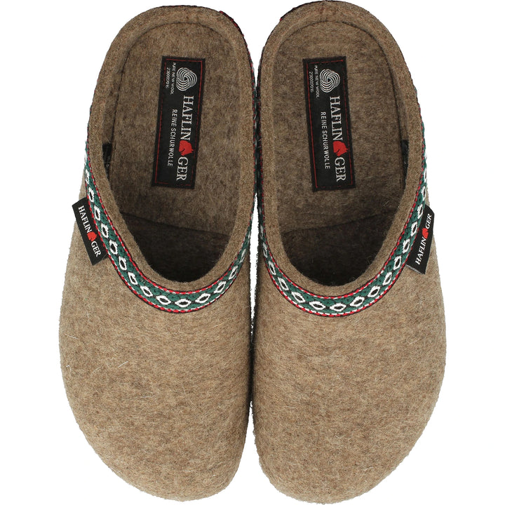Haflinger Women’s GZ Clog in Earth, top view