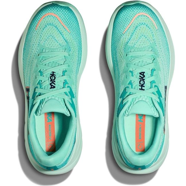 Top down view of Women's Hoka Rincon 4 Running Shoes in Seafoam Electric Aqua color