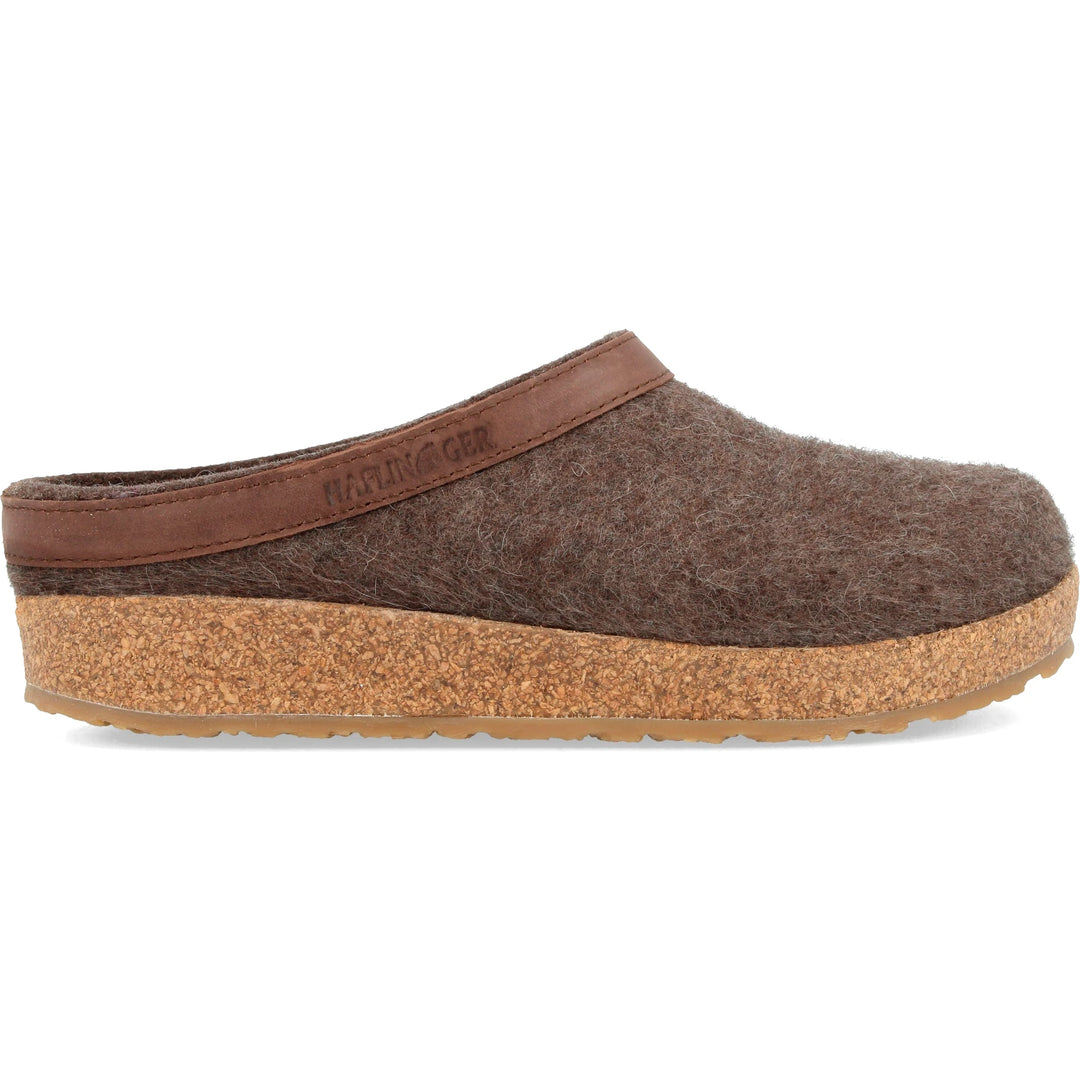 Haflinger Unisex GZL Clog in Smokey Brown, side view