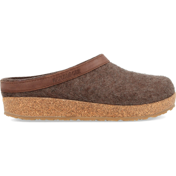 Haflinger Unisex GZL Clog in Smokey Brown, side view