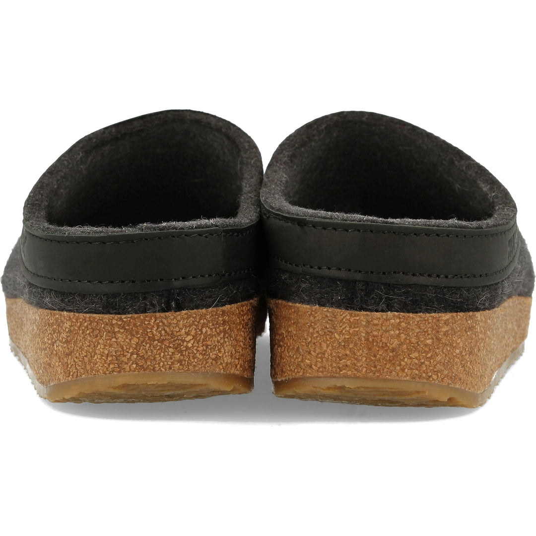 Haflinger Unisex GZL Clog in Charcoal, back view
