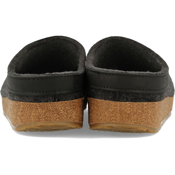 Haflinger Unisex GZL Clog in Charcoal, back view