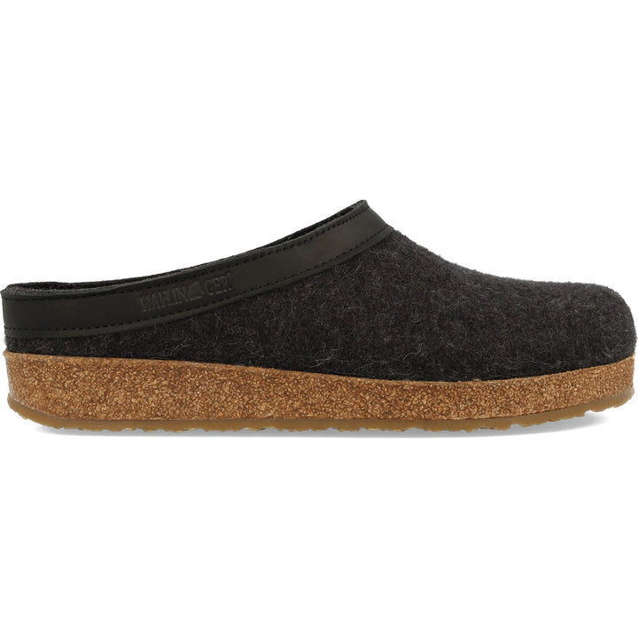 Haflinger Unisex GZL Clog in Charcoal, side view