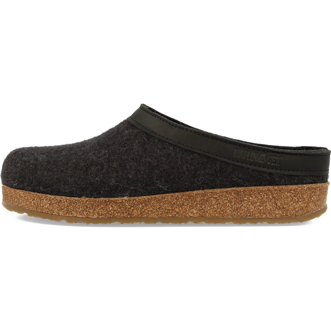Haflinger Unisex GZL Clog in Charcoal, inside view