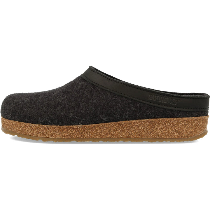 Haflinger Unisex GZL Clog in Charcoal, inside view