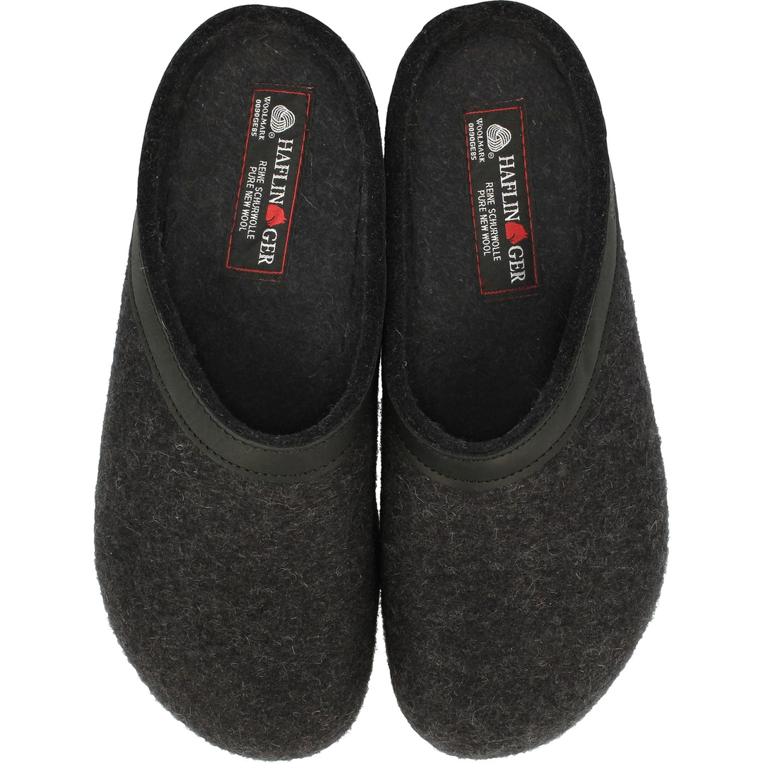 Haflinger Unisex GZL Clog in Charcoal, top view