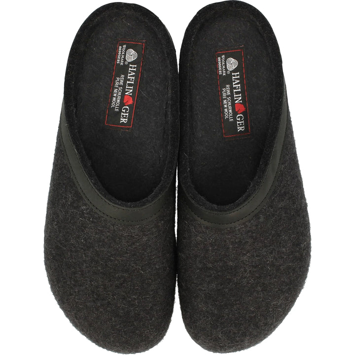Haflinger Unisex GZL Clog in Charcoal, top view