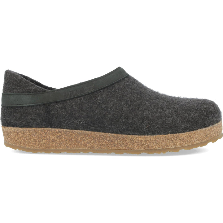 Haflinger Unisex GZH Clog in Charcoal, side view