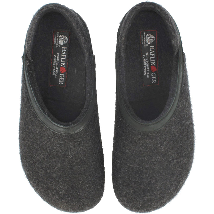 Haflinger Unisex GZH Clog in Charcoal, top view