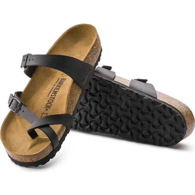 Upper and sole of Birkenstock Women&#39;s Mayari Birko-Flor Sandals in black