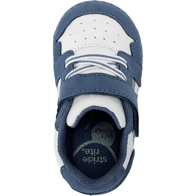 Top of Stride Rite Kids' Waverly Sneaker in Vintage Indigo with velcro strap