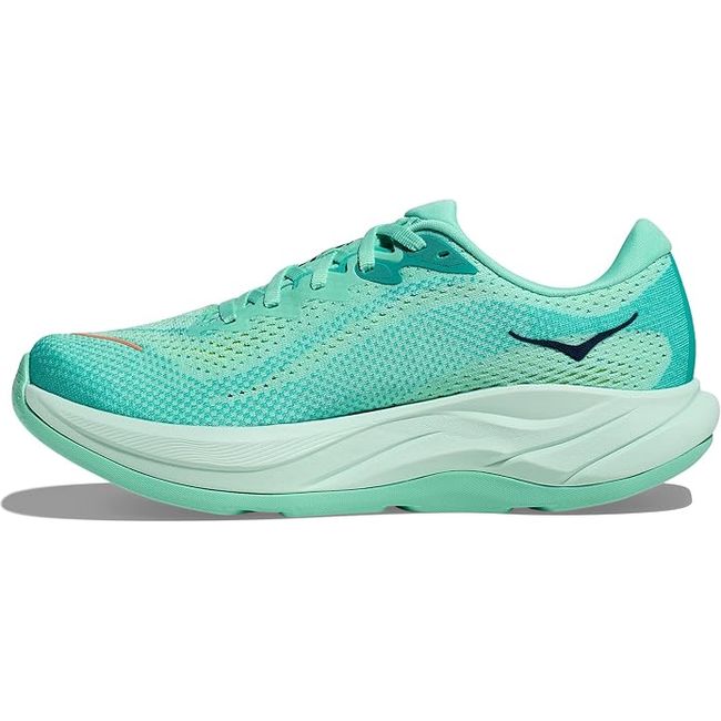 Medial side of Women's Hoka Rincon 4 Running Shoe in Seafoam Electric Aqua color