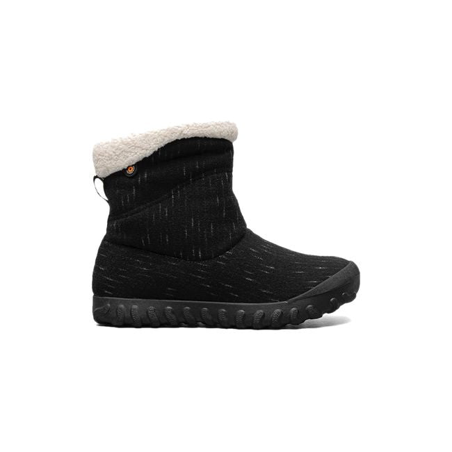 Lateral side of slip on Bogs Women&#39;s B Moc II Dash Waterproof Snow Boot in black