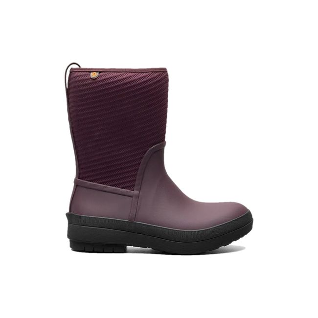 Lateral side of Bogs Crandall II Mid Zip Waterproof Winter Boots in wine red