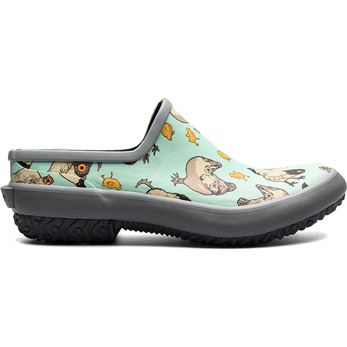 Side of Bogs Women's Patch Clog in Aqua Multi/Chickens