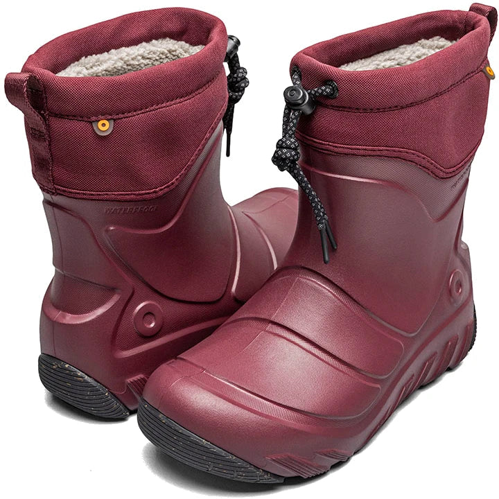 Pair of Bogs Unisex Boga Boot Mid in Dark Cherry
