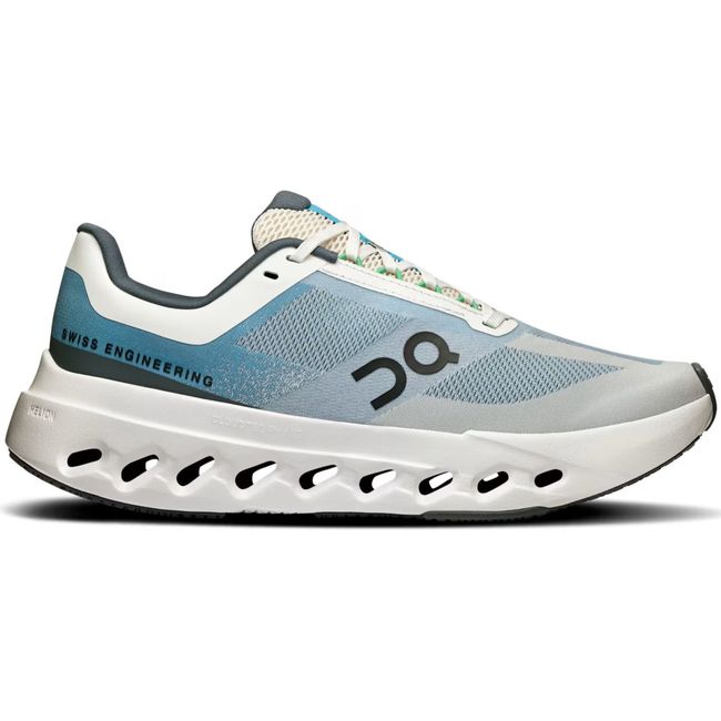 Lateral side of On Running Women's Cloudsurfer Next Running Shoe in niagara and white