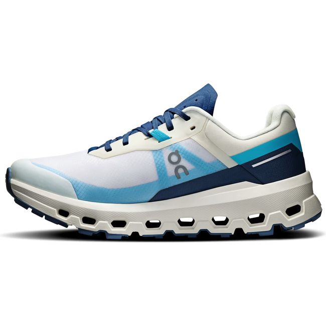 Medial side of Women's On Running Cloudvista 2 Trail Running Shoe in Cream Horizon Blue