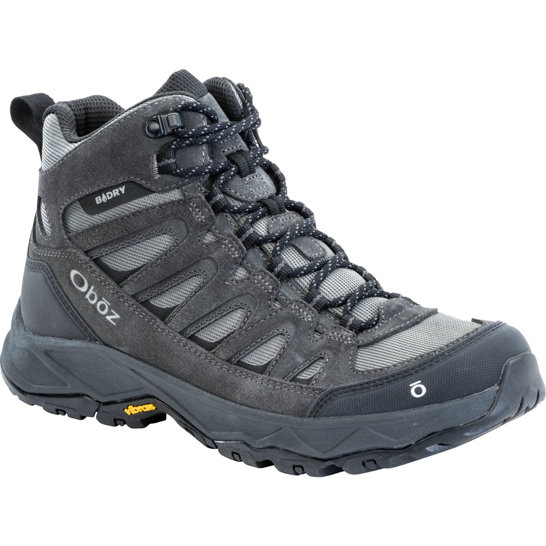 Oboz Men's Sawtooth Ascent Mid Waterproof Hiking Boot in Charcoal, front view