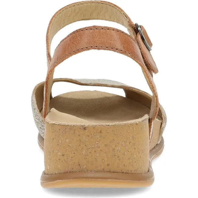 Heel of Women's Dansko Cass Sandal in tan leather with velcro backstrap