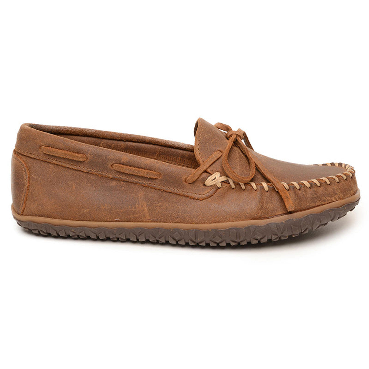 Minnetonka Men's Tie Tread Moccasin Brown 793A