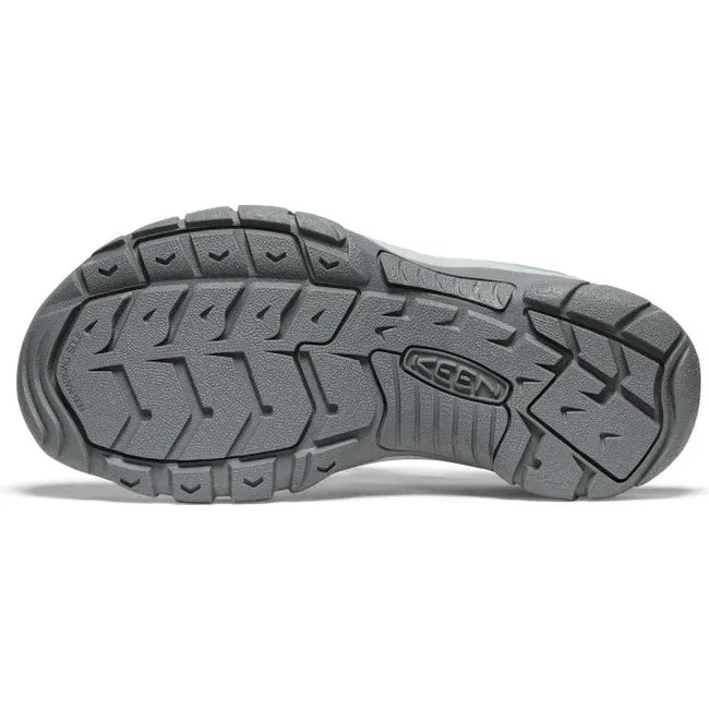Sole of Women&#39;s Keen Newport H2 closed toe sandal in Alloy Chevron gray