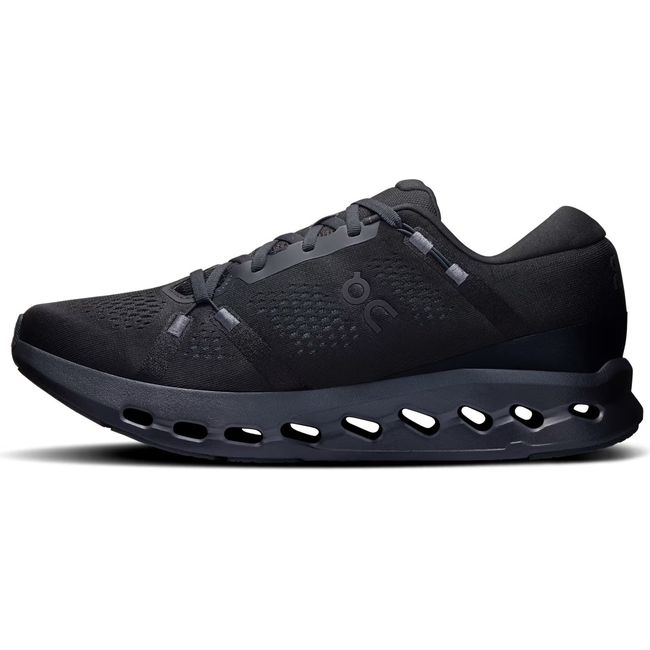 Medial side of On Running Men's Cloudsurfer 2 Running Shoe in all black