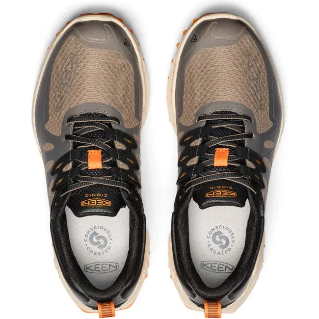 Top down view of Men&#39;s Keen Zionic Waterproof Hiking Shoes in Brindle Bright Marigold