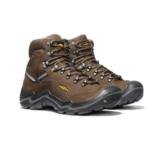 Pair of KEEN Men&#39;s Durand II Waterproof Hiking Boots in cascade brown leather