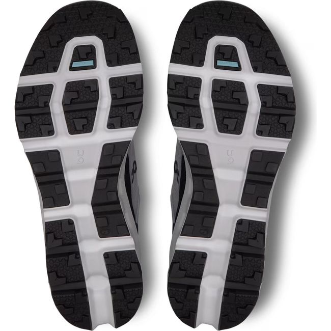 Soles of On Running Women's Cloudvista 2 Trail Running Shoes in glacier and eclipse grey