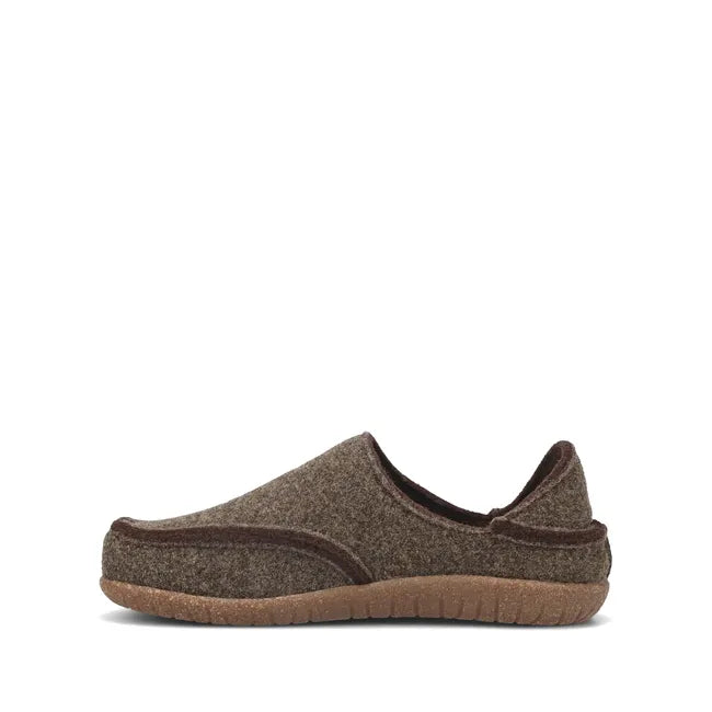 Medial side of Women's Taos Convertawool House Slipper in brown olive wool
