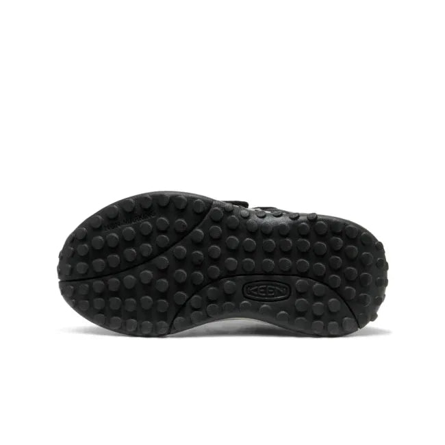 White sole and black tread of the black and star white KEEN Little Kids' KS86 Sneaker