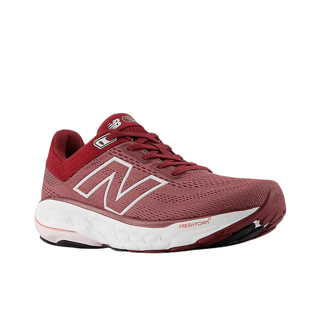 Angled side of New Balance Women’s Fresh Foam X 860 Running Shoe V14 in Washed Burgundy