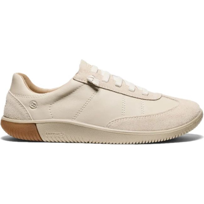 Lateral of Men's slip on KEEN KNX T-Toe Sneaker in Birch Plaza Taupe