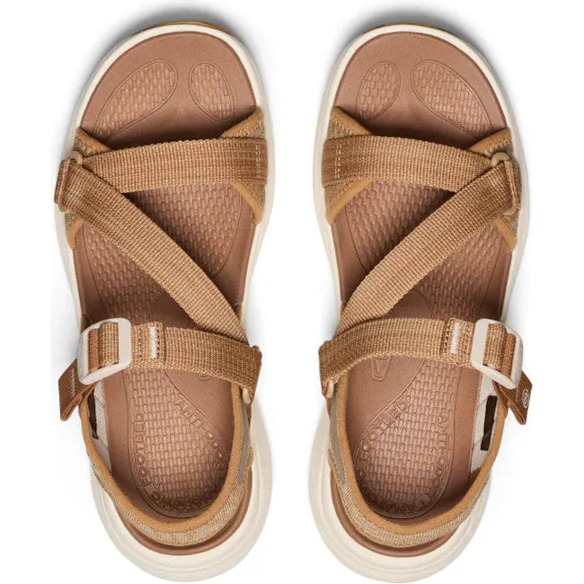 Top down view of Women's Keen Leiki Sandal in a brown Chipmunk Birch colorway