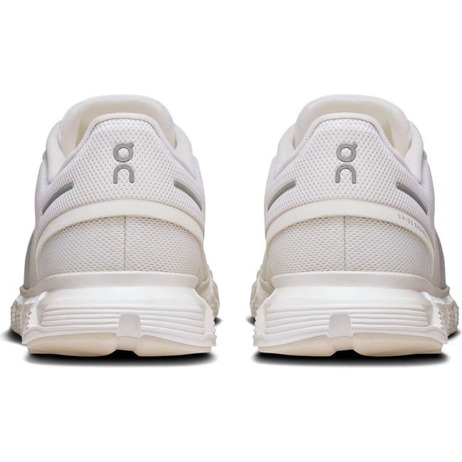 Heels of On Running Women's Cloud 6 Running Shoes in all white