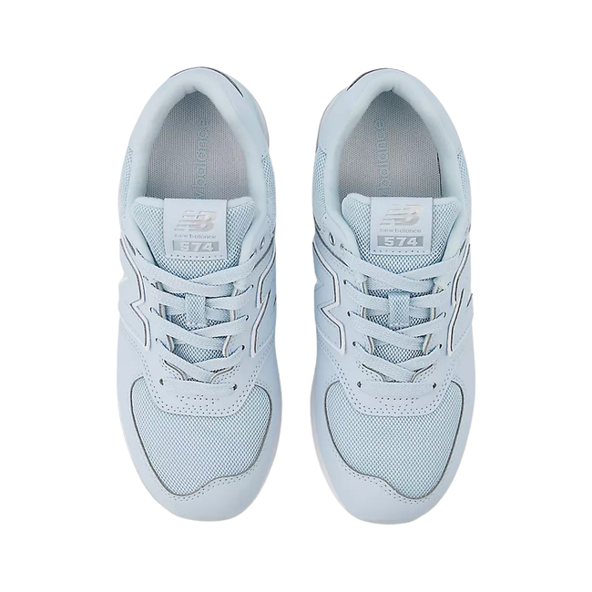 Tops of New Balance Kids' 574 Lifestyle Shoe (Youth) in Frosted Glass