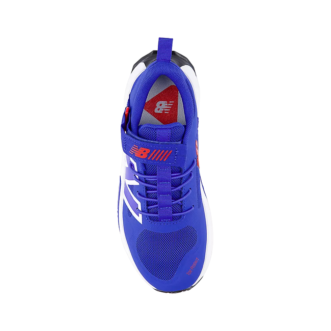 Top of New Balance Kids' FuelCell Play Bungee Running Shoe in Blue Gemstone