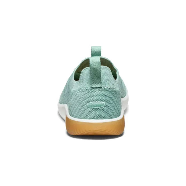 Heel of Women&#39;s Keen KNX Knit Sneaker in Granite Green Lichen colorway