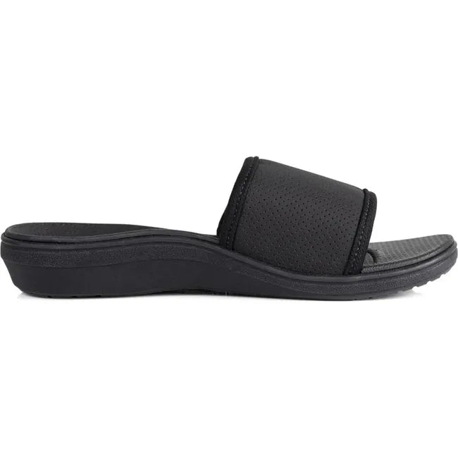 Lateral side of Women's PowerStep Archwear Slide Sandal in Black