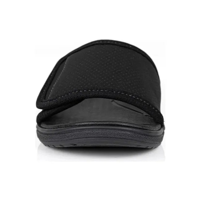 Front of Women&#39;s PowerStep Archwear Slide Sandal in Black